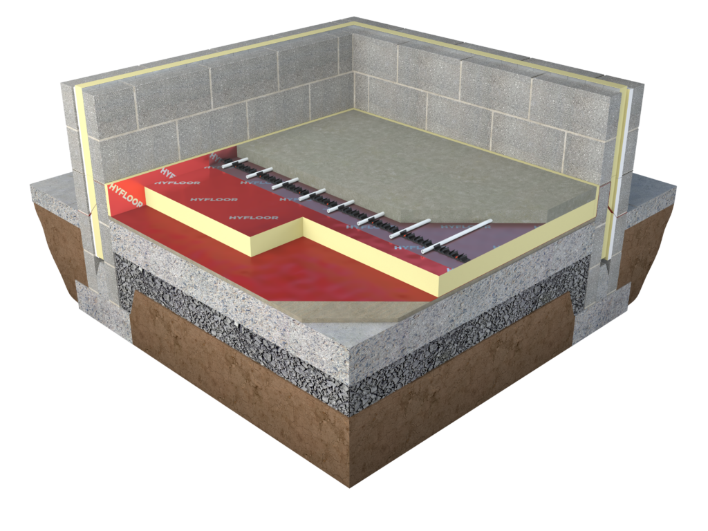 Installing Hyfloor insulation with underground heating