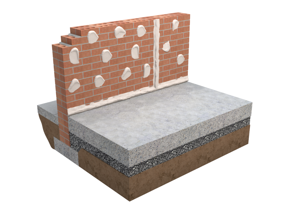 Unilin Insulation wall with XT/TL Dot and Dab
