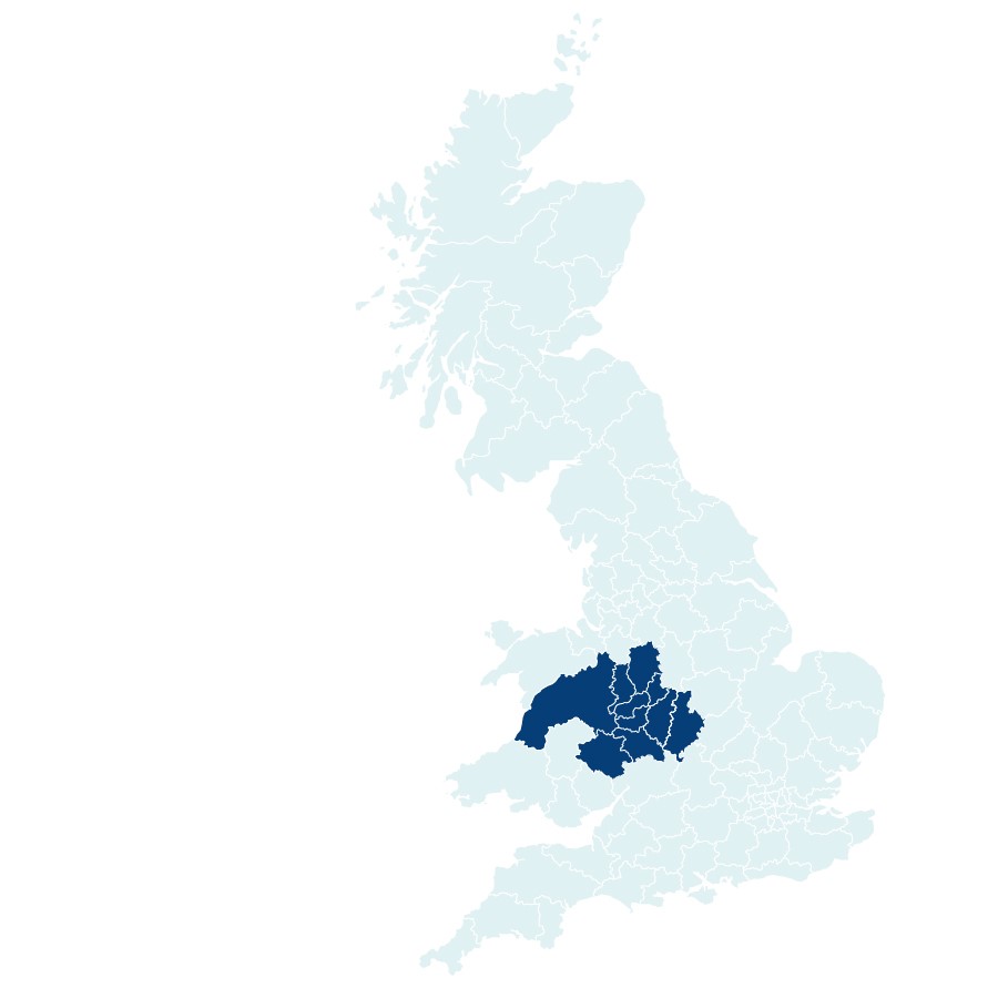 Unilin Insulation UK Territory map west England