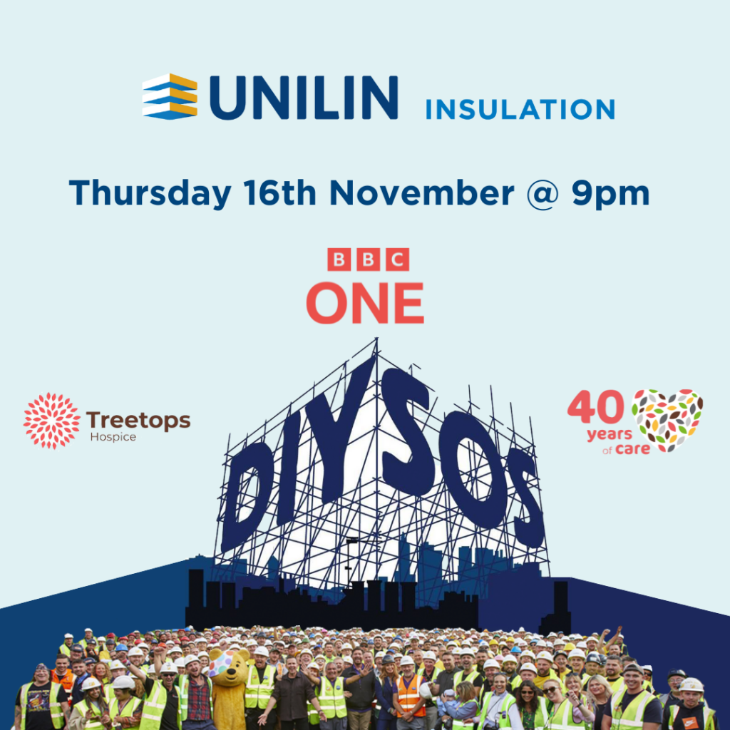 Poster for Unilin Insulation, advertising DIY SOS episode on Thursday 16th November @9pm, BBBC One.